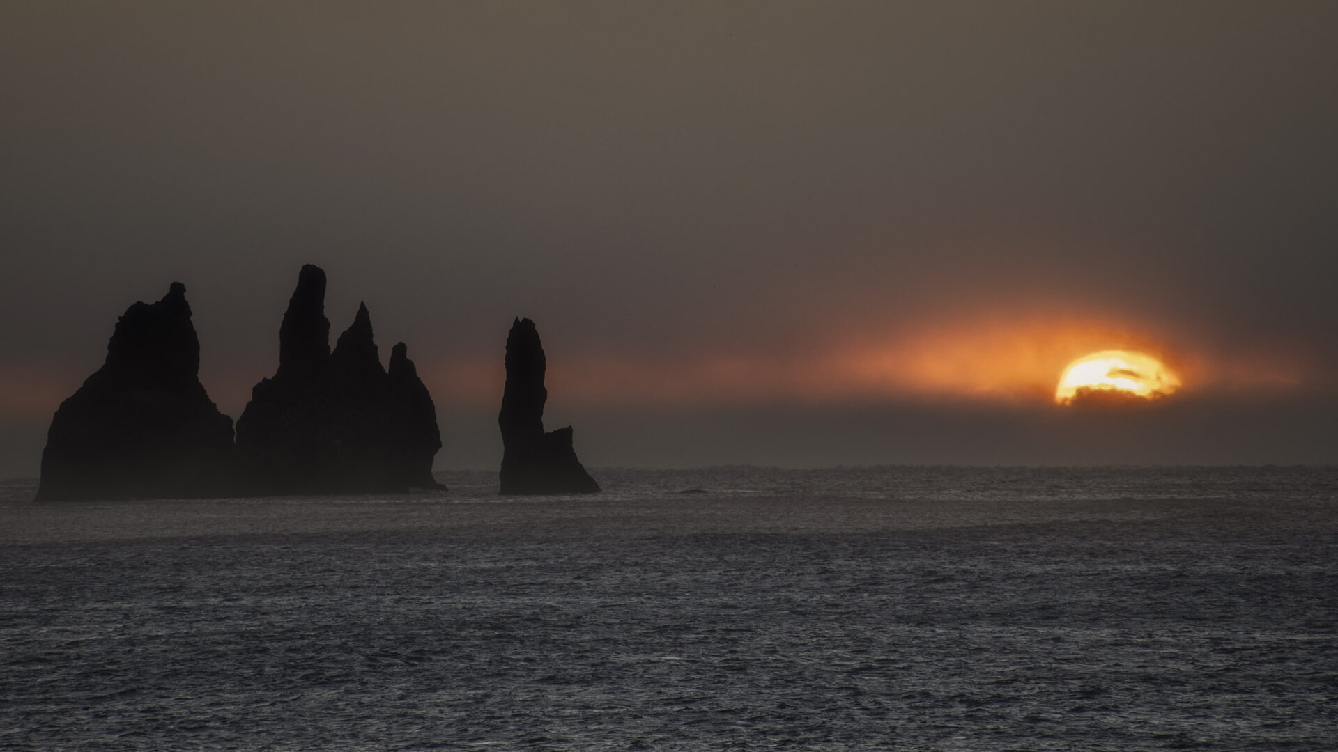 Sunrise over the ocean with sea stacks